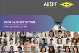 Image shows front cover of Employee retention guide document with rows of different faces