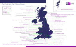 A map of Great Britain showing locations of Pathfinder and Fast Follower places